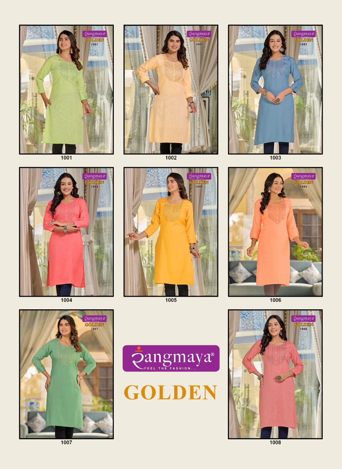 Golden By Rangmaya Rayon slub Designer Kurtis Wholesale Shop In Surat